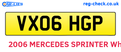 VX06HGP are the vehicle registration plates.