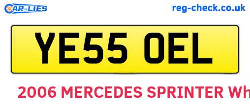 YE55OEL are the vehicle registration plates.