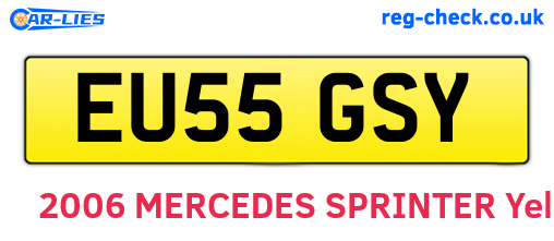 EU55GSY are the vehicle registration plates.