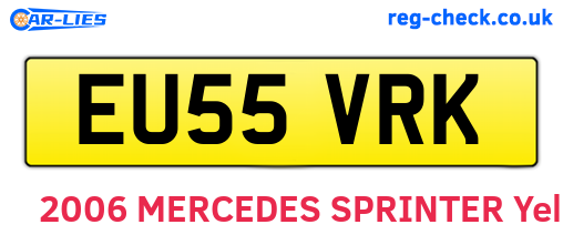EU55VRK are the vehicle registration plates.