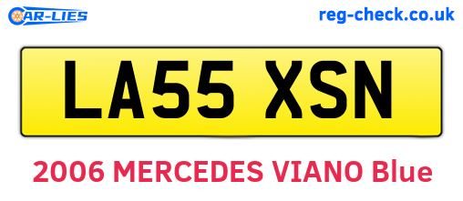 LA55XSN are the vehicle registration plates.