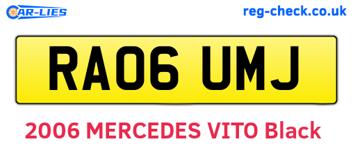 RA06UMJ are the vehicle registration plates.