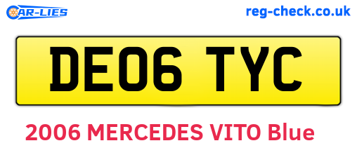 DE06TYC are the vehicle registration plates.