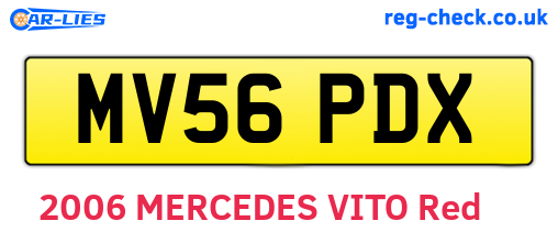 MV56PDX are the vehicle registration plates.