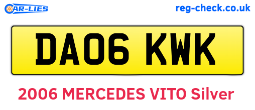 DA06KWK are the vehicle registration plates.