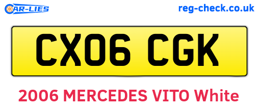 CX06CGK are the vehicle registration plates.