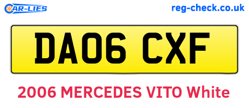 DA06CXF are the vehicle registration plates.