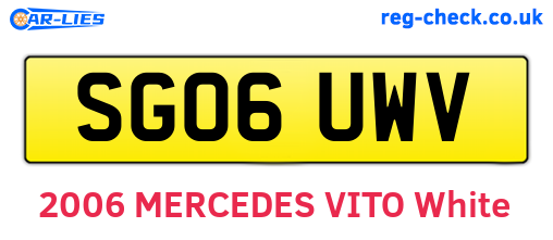 SG06UWV are the vehicle registration plates.