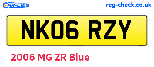 NK06RZY are the vehicle registration plates.