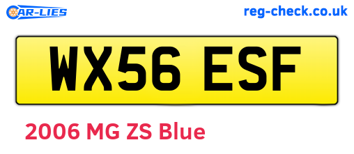 WX56ESF are the vehicle registration plates.