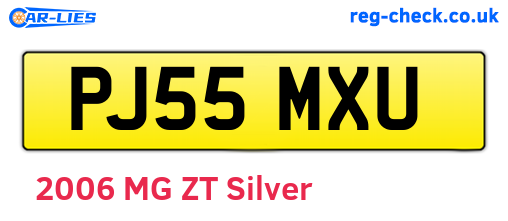 PJ55MXU are the vehicle registration plates.