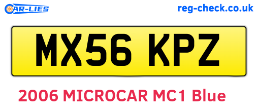 MX56KPZ are the vehicle registration plates.