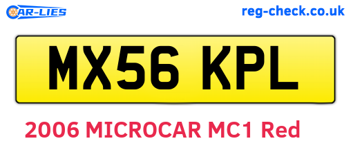 MX56KPL are the vehicle registration plates.
