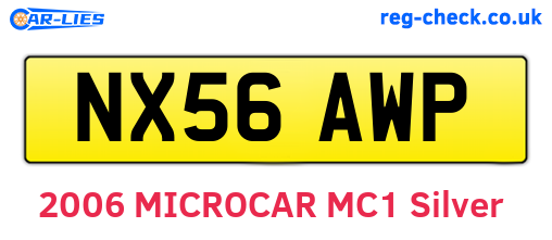 NX56AWP are the vehicle registration plates.