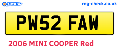 PW52FAW are the vehicle registration plates.