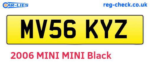 MV56KYZ are the vehicle registration plates.