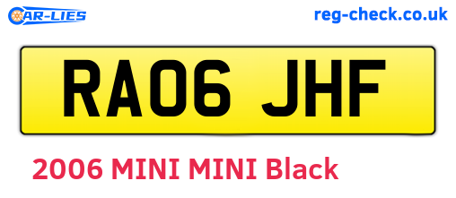 RA06JHF are the vehicle registration plates.