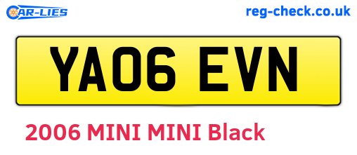 YA06EVN are the vehicle registration plates.