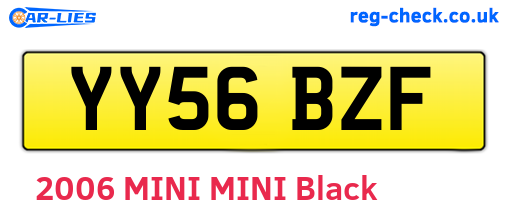 YY56BZF are the vehicle registration plates.