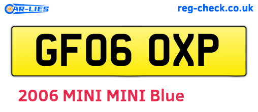 GF06OXP are the vehicle registration plates.