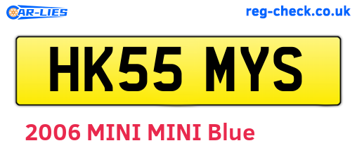 HK55MYS are the vehicle registration plates.