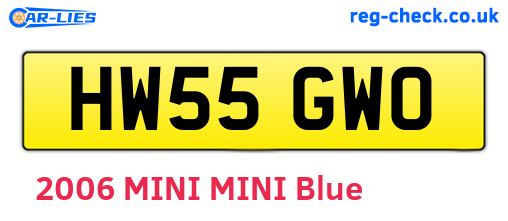 HW55GWO are the vehicle registration plates.