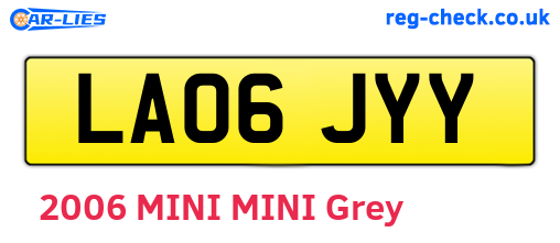 LA06JYY are the vehicle registration plates.
