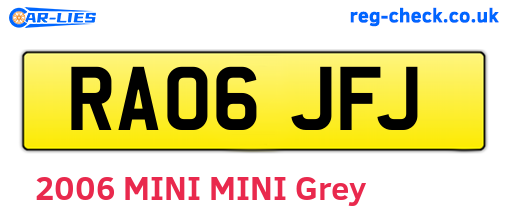 RA06JFJ are the vehicle registration plates.