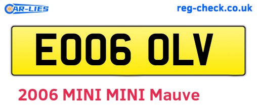 EO06OLV are the vehicle registration plates.