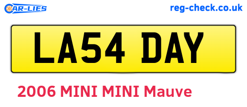 LA54DAY are the vehicle registration plates.