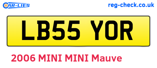 LB55YOR are the vehicle registration plates.