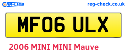 MF06ULX are the vehicle registration plates.