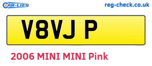 V8VJP are the vehicle registration plates.