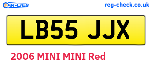LB55JJX are the vehicle registration plates.