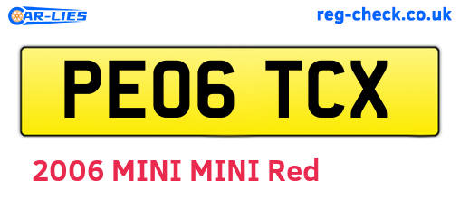 PE06TCX are the vehicle registration plates.