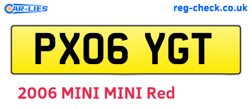 PX06YGT are the vehicle registration plates.