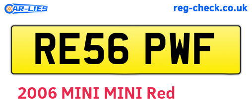 RE56PWF are the vehicle registration plates.