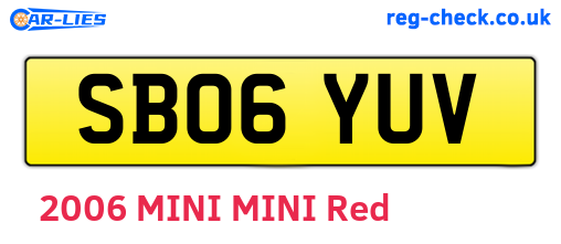 SB06YUV are the vehicle registration plates.