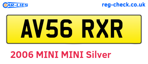 AV56RXR are the vehicle registration plates.