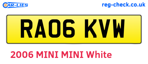 RA06KVW are the vehicle registration plates.
