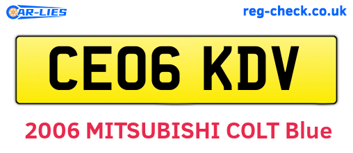 CE06KDV are the vehicle registration plates.