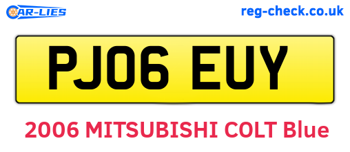 PJ06EUY are the vehicle registration plates.