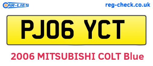 PJ06YCT are the vehicle registration plates.