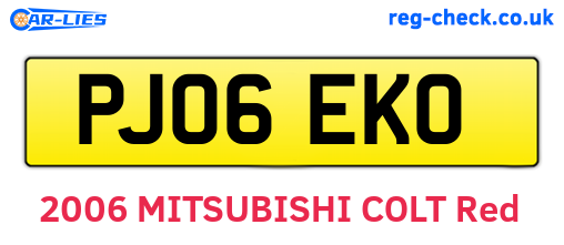 PJ06EKO are the vehicle registration plates.