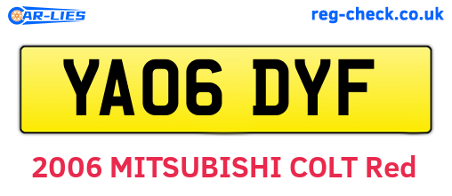 YA06DYF are the vehicle registration plates.