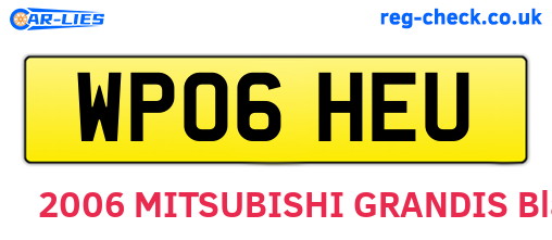 WP06HEU are the vehicle registration plates.