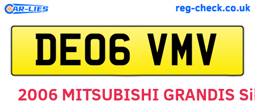 DE06VMV are the vehicle registration plates.