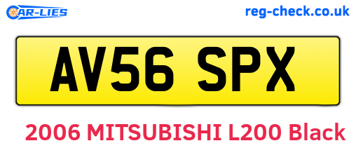 AV56SPX are the vehicle registration plates.