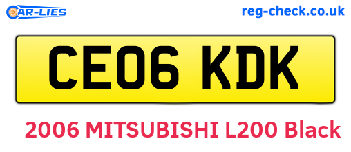 CE06KDK are the vehicle registration plates.