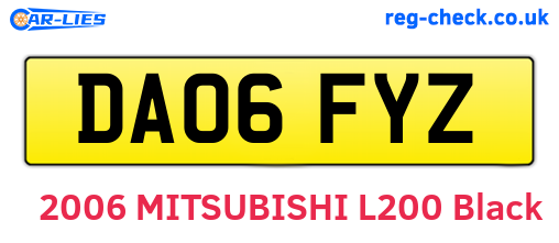 DA06FYZ are the vehicle registration plates.